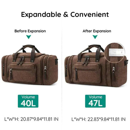 Grand sac de voyage en coton avec espace supplémentaire