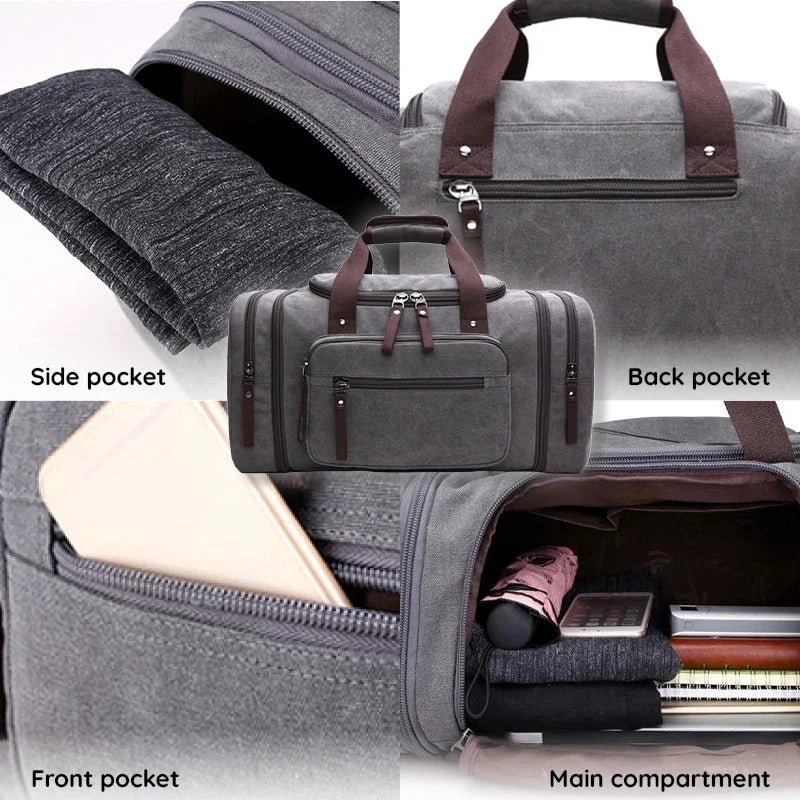 Grand sac de voyage en coton avec espace supplémentaire