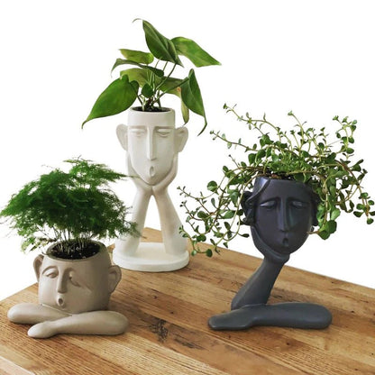 Ensemble de vases en céramique uniques avec visage