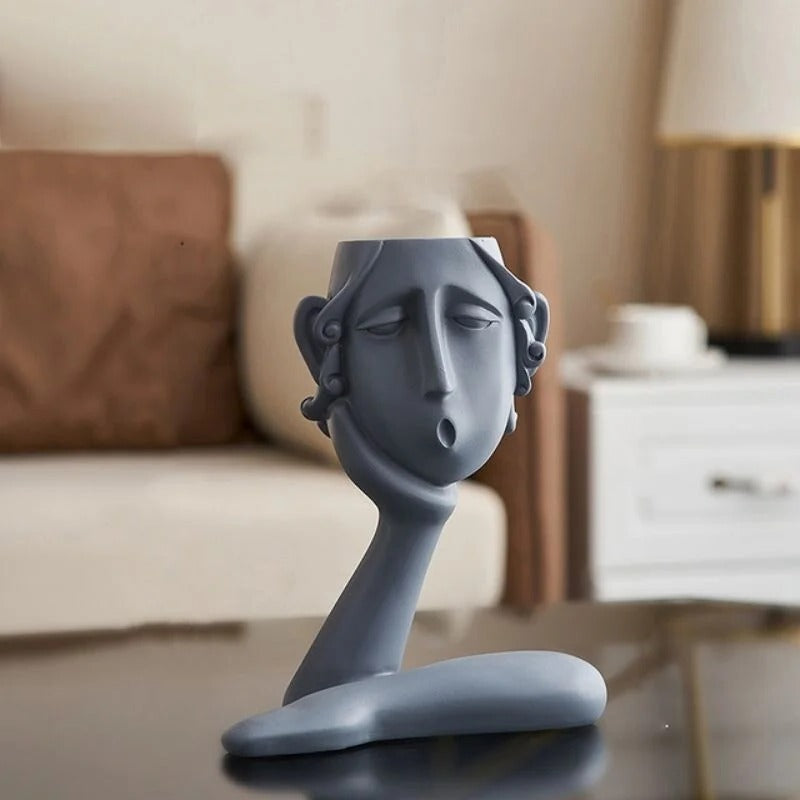 Ensemble de vases en céramique uniques avec visage