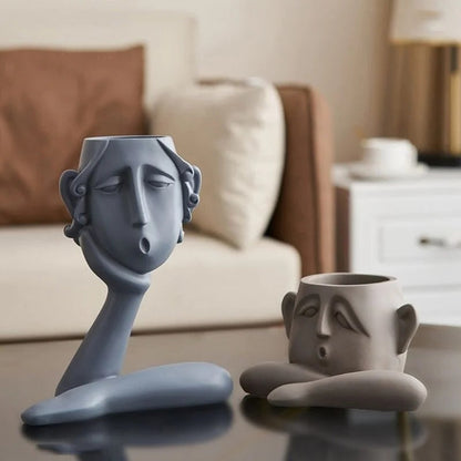 Ensemble de vases en céramique uniques avec visage