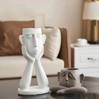 Ensemble de vases en céramique uniques avec visage