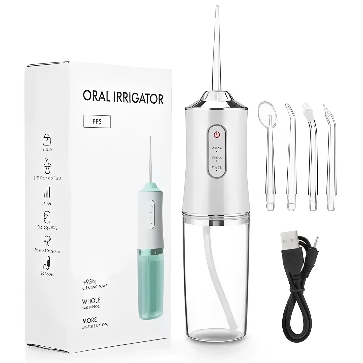 Hydropulseur de voyage compact avec embouts interchangeables