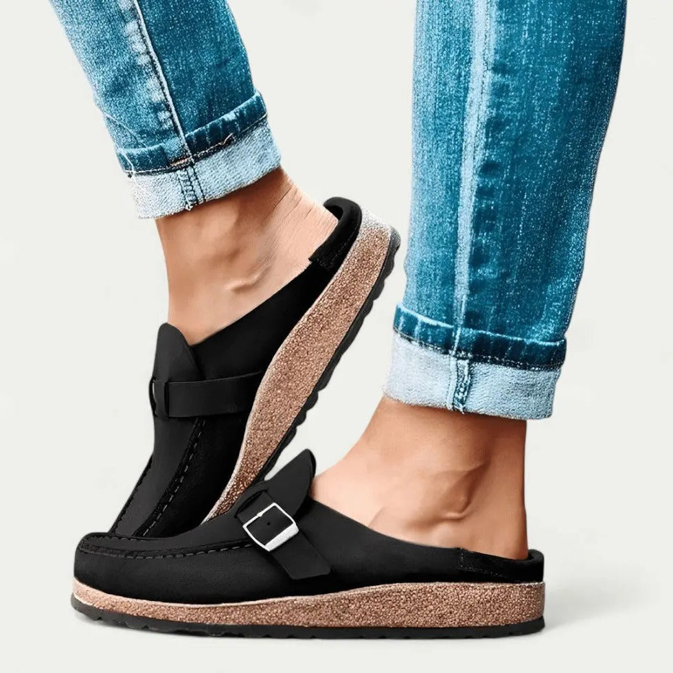 Mocassins souples en cuir pour femme avec bride réglable