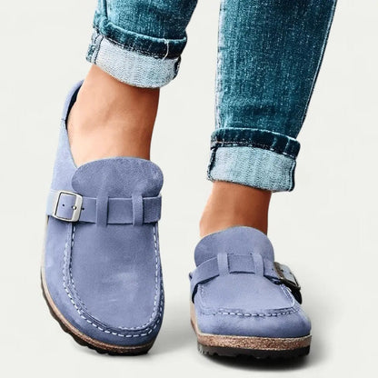 Mocassins souples en cuir pour femme avec bride réglable
