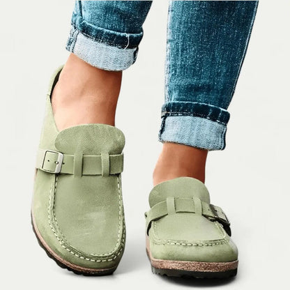 Mocassins souples en cuir pour femme avec bride réglable
