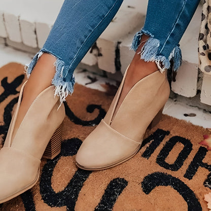 Bottines à talon bas pour femme avec côtés élastiques