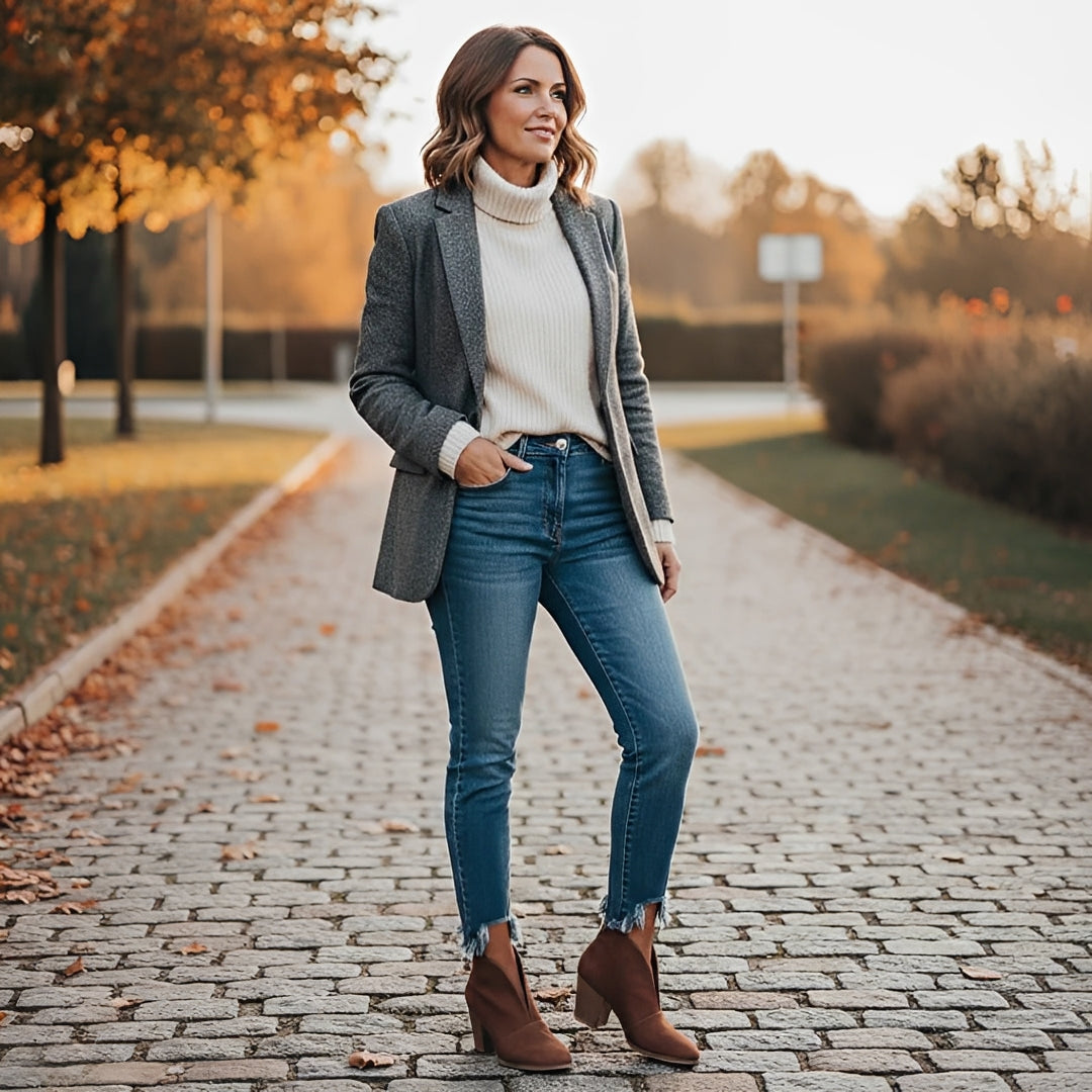 Bottines à talon bas pour femme avec côtés élastiques