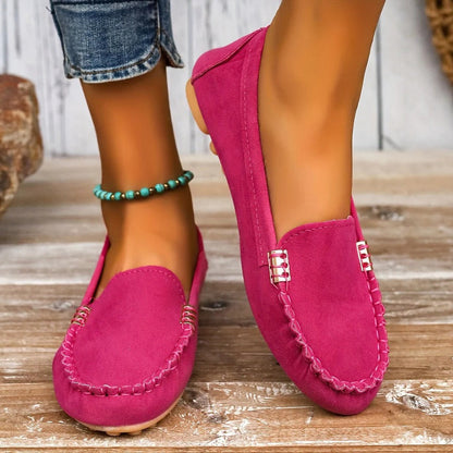 Mocassins à enfiler confortables en similicuir pour femme