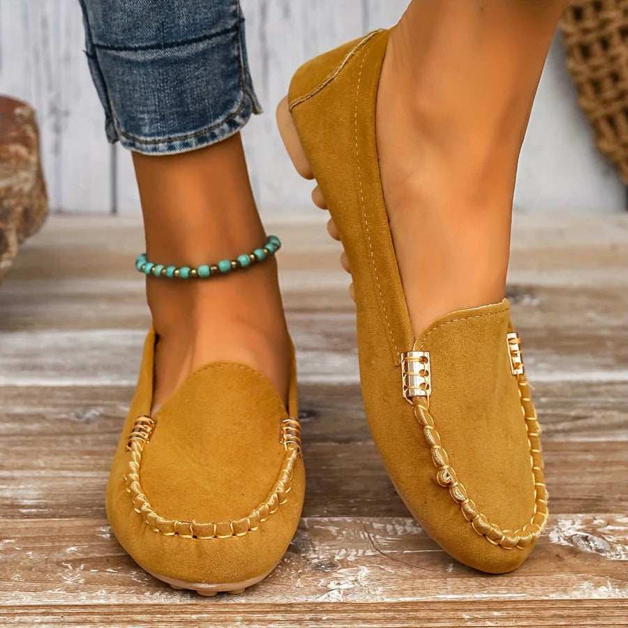 Mocassins à enfiler confortables en similicuir pour femme