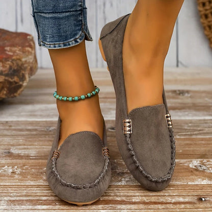 Mocassins à enfiler confortables en similicuir pour femme