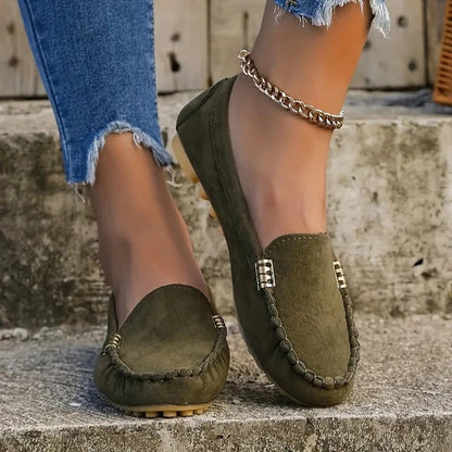 Mocassins à enfiler confortables en similicuir pour femme