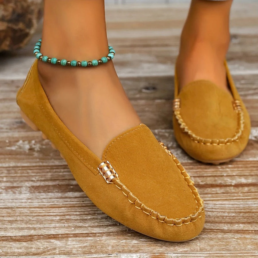 Mocassins à enfiler confortables en similicuir pour femme