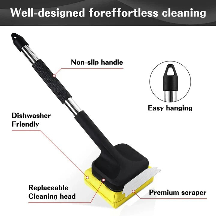Brosse de nettoyage pour barbecue avec racloir métallique