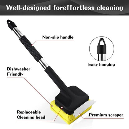 Brosse de nettoyage pour barbecue avec racloir métallique