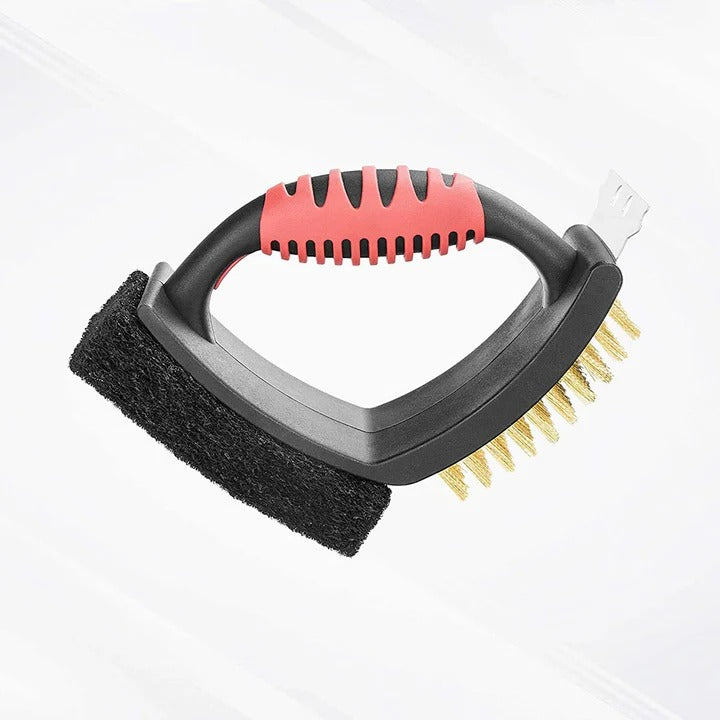 Brosse de nettoyage de barbecue en acier inoxydable avec raclette
