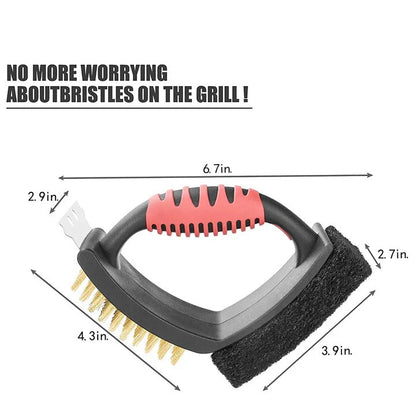 Brosse de nettoyage de barbecue en acier inoxydable avec raclette