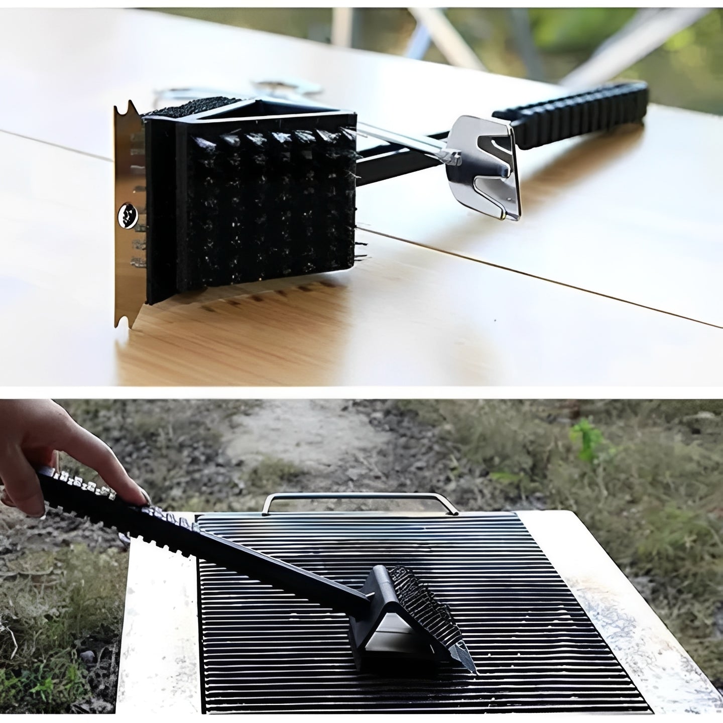 Kit d'outils de nettoyage pour barbecue avec racloir et éponge