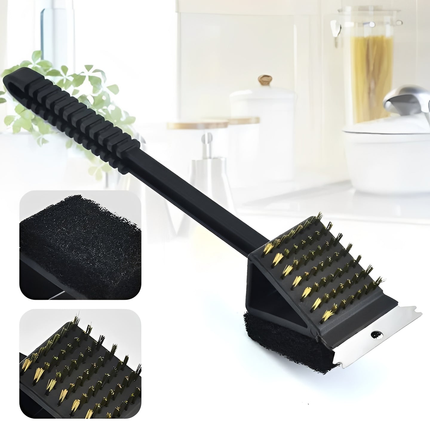 Kit d'outils de nettoyage pour barbecue avec racloir et éponge
