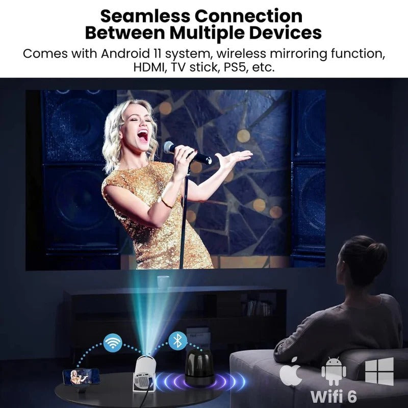 Mini-projecteur de cinéma maison 4K compact avec grand écran