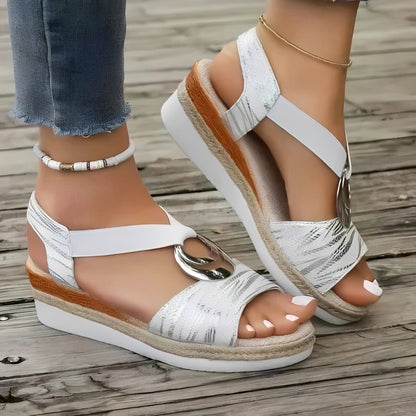 Sandales compensées confortables pour femmes avec soutien de la voûte plantaire