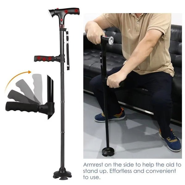 Canne pliable et portable avec lumière DEL et alarme