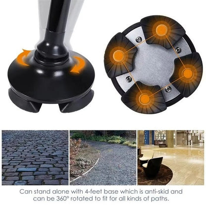 Canne pliable et portable avec lumière DEL et alarme