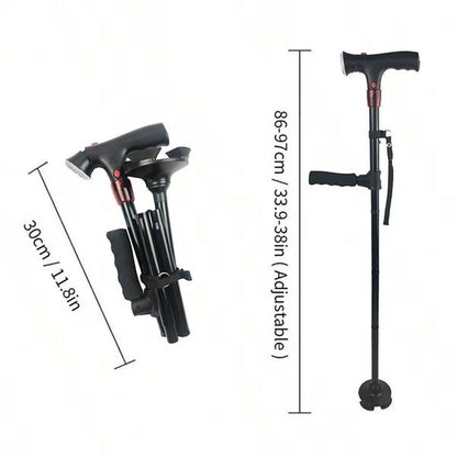 Canne pliable et portable avec lumière DEL et alarme