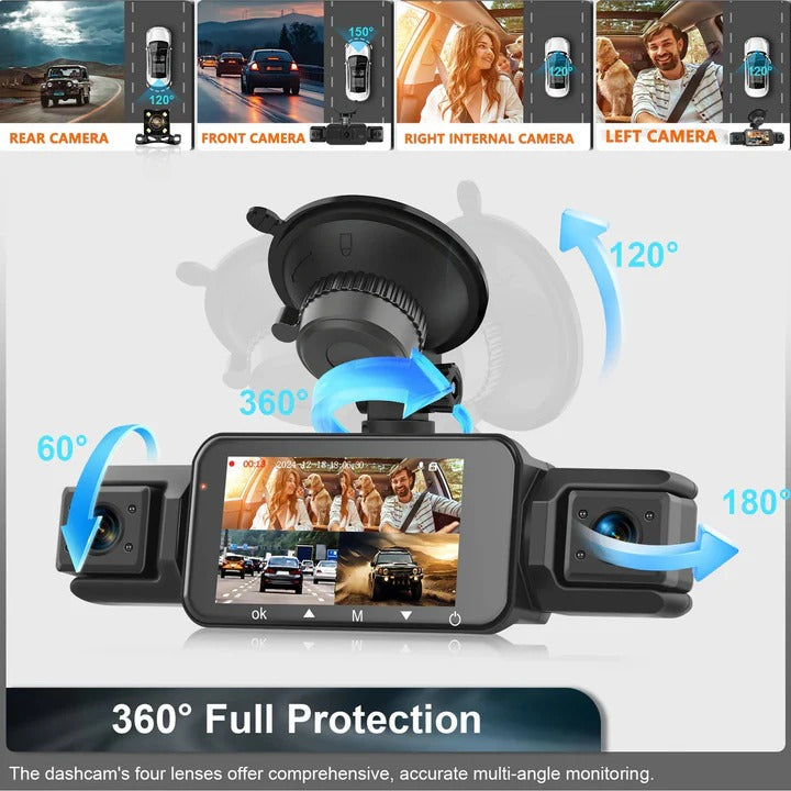 Caméra de tableau de bord double HD pour voiture avec vision nocturne Wi-Fi