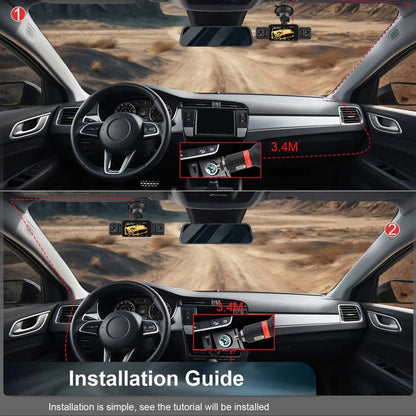 Caméra de tableau de bord double HD pour voiture avec vision nocturne Wi-Fi