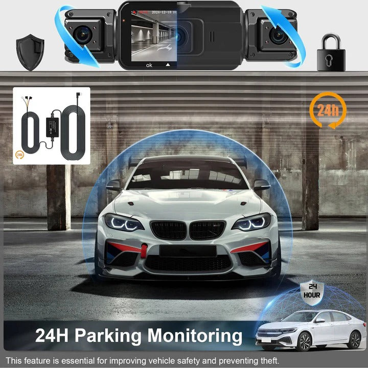Caméra de tableau de bord double HD pour voiture avec vision nocturne Wi-Fi