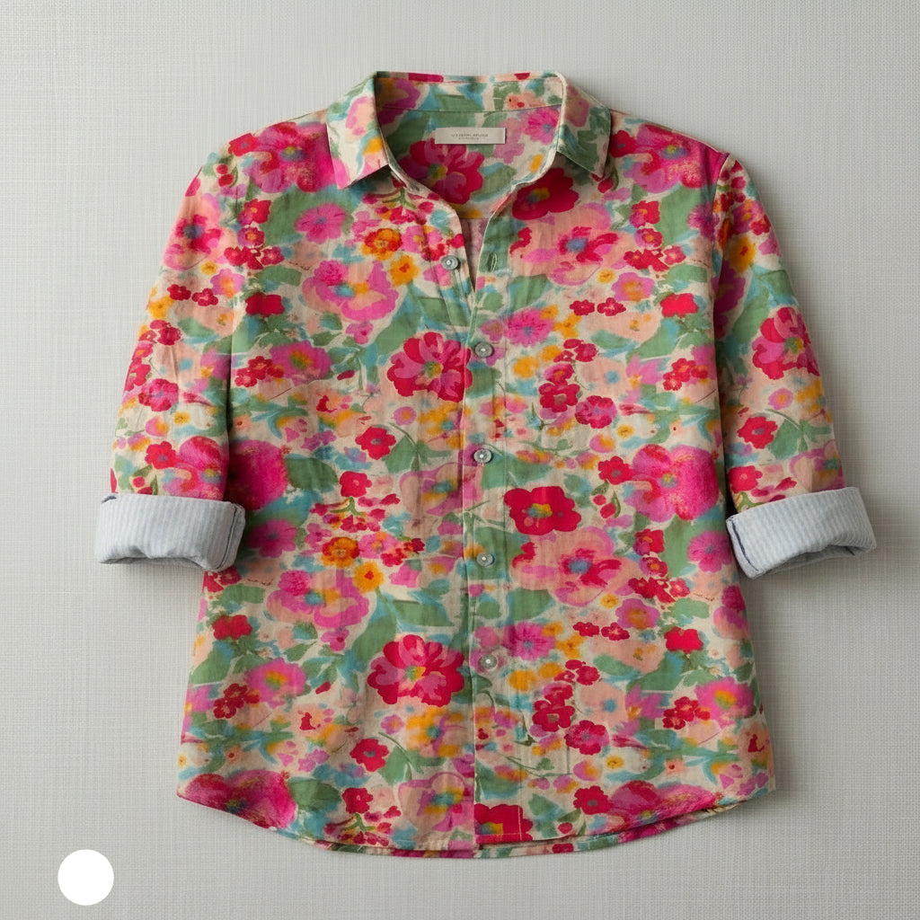 Haut d'été en coton à motifs floraux vifs pour femme