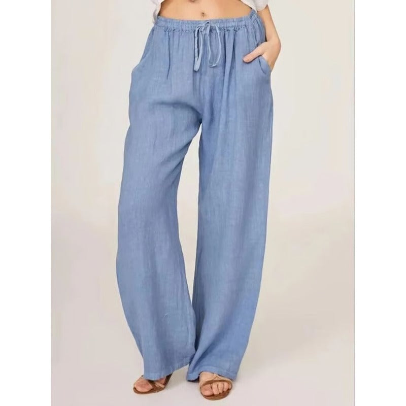 Pantalon en coton ample et confortable pour femme avec poches