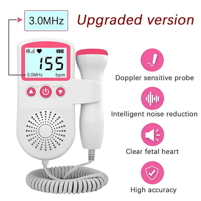 Moniteur portable de rythme cardiaque de bébé avec écran et audio