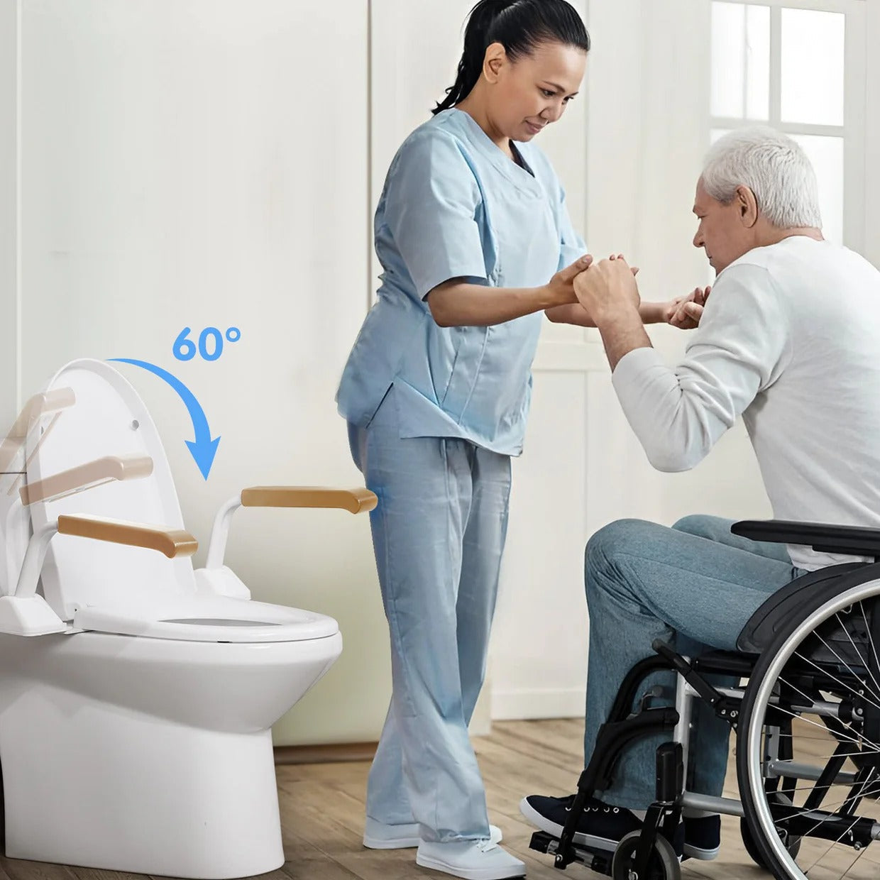 Barre d'appui de salle de bain robuste avec poignées de soutien