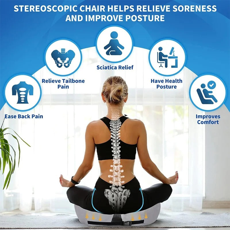 Coussin d'assise en mousse à mémoire de forme avec découpe pour le coccyx pour chaise de bureau, voiture et fauteuil roulant – Soutien ergonomique pour soulager les douleurs lombaires et des hanches