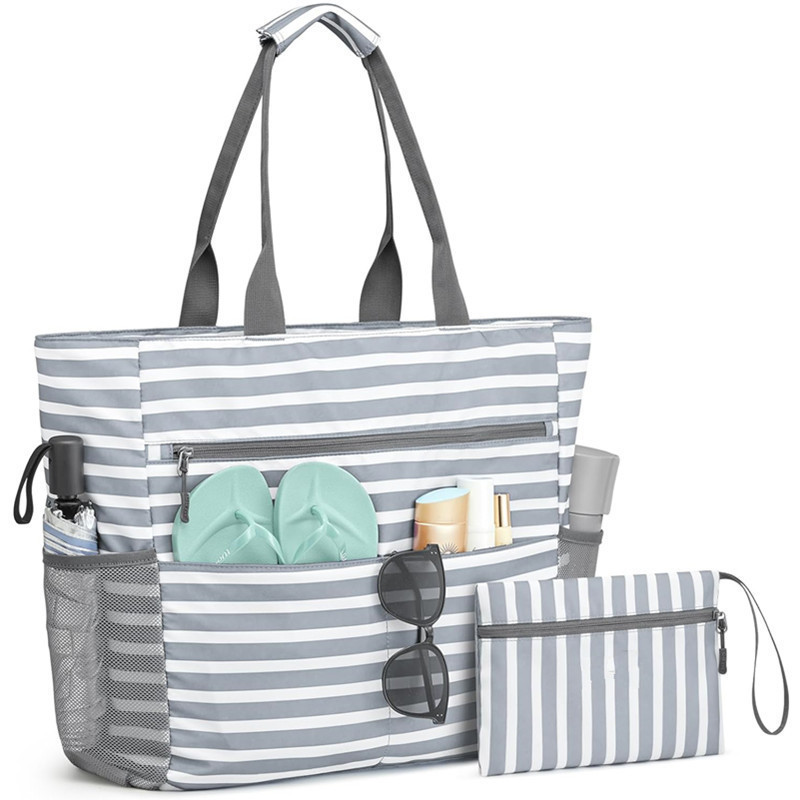 Ortekor Ultimate Beach Tote | Extra Large Waterproof Bag with 13 Pockets for Organized Summer Adventures