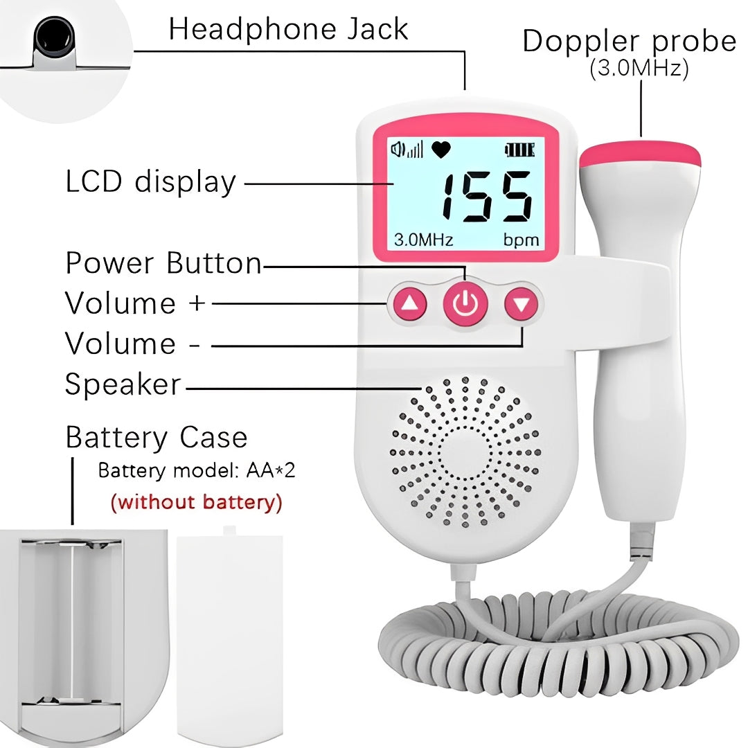 Moniteur portable de rythme cardiaque de bébé avec écran et audio