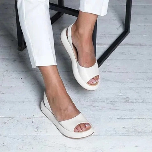 Comfortable Summer Open Toe Flat Sandals with Stretch Strap - Ortekor