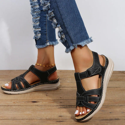 Adjustable Velcro Strap Sandals for Women with Orthopedic Footbed Support for All-Day Comfort