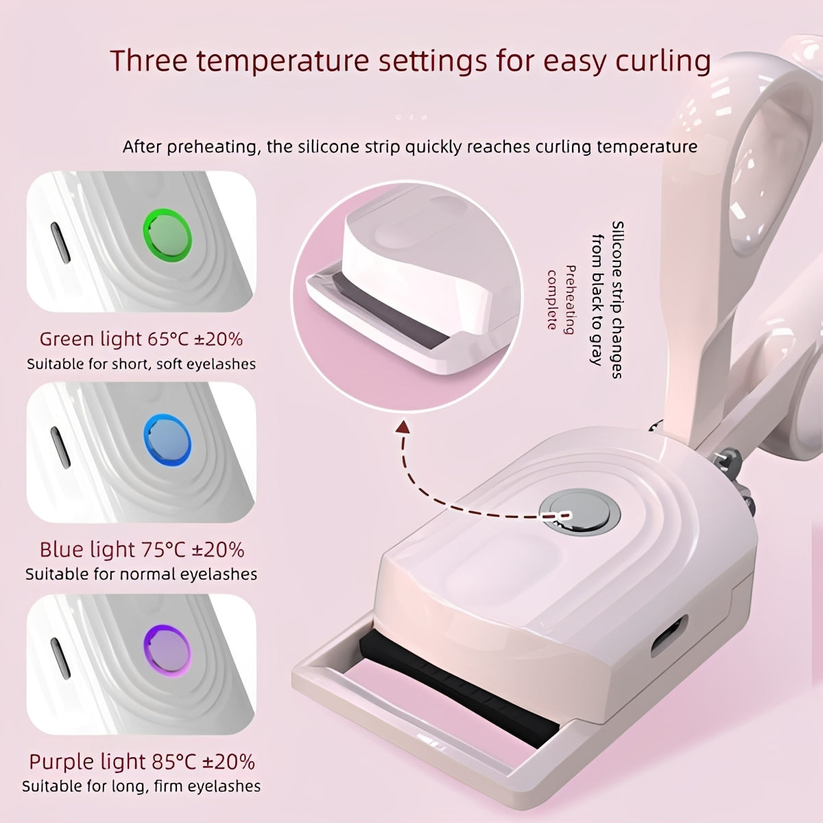 Recourbe-cils chauffant portable pour un maquillage facile