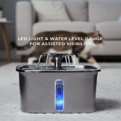 Fontaine à eau silencieuse pour animaux de compagnie avec bol en acier inoxydable