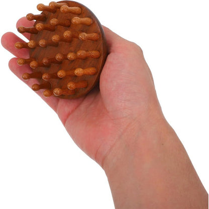 Peigne en bois avec fonctions de massage et de grattoir pour cuir chevelu