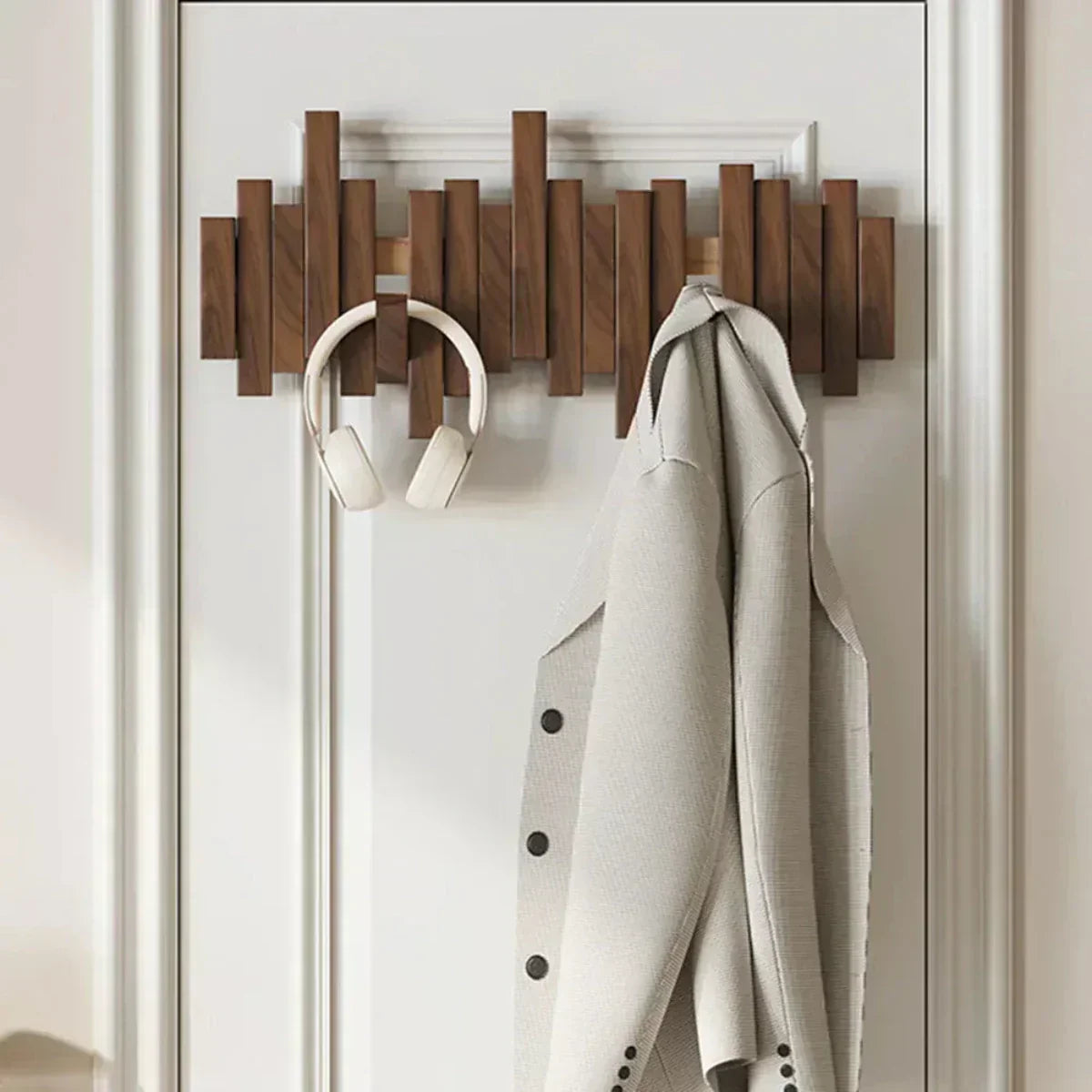 Wooden Peg Rail Coat Rack 24 Inch Scandinavian Mounted Storage for Entryway Bedroom Hallway Bags Scarves Keys Natural Finish