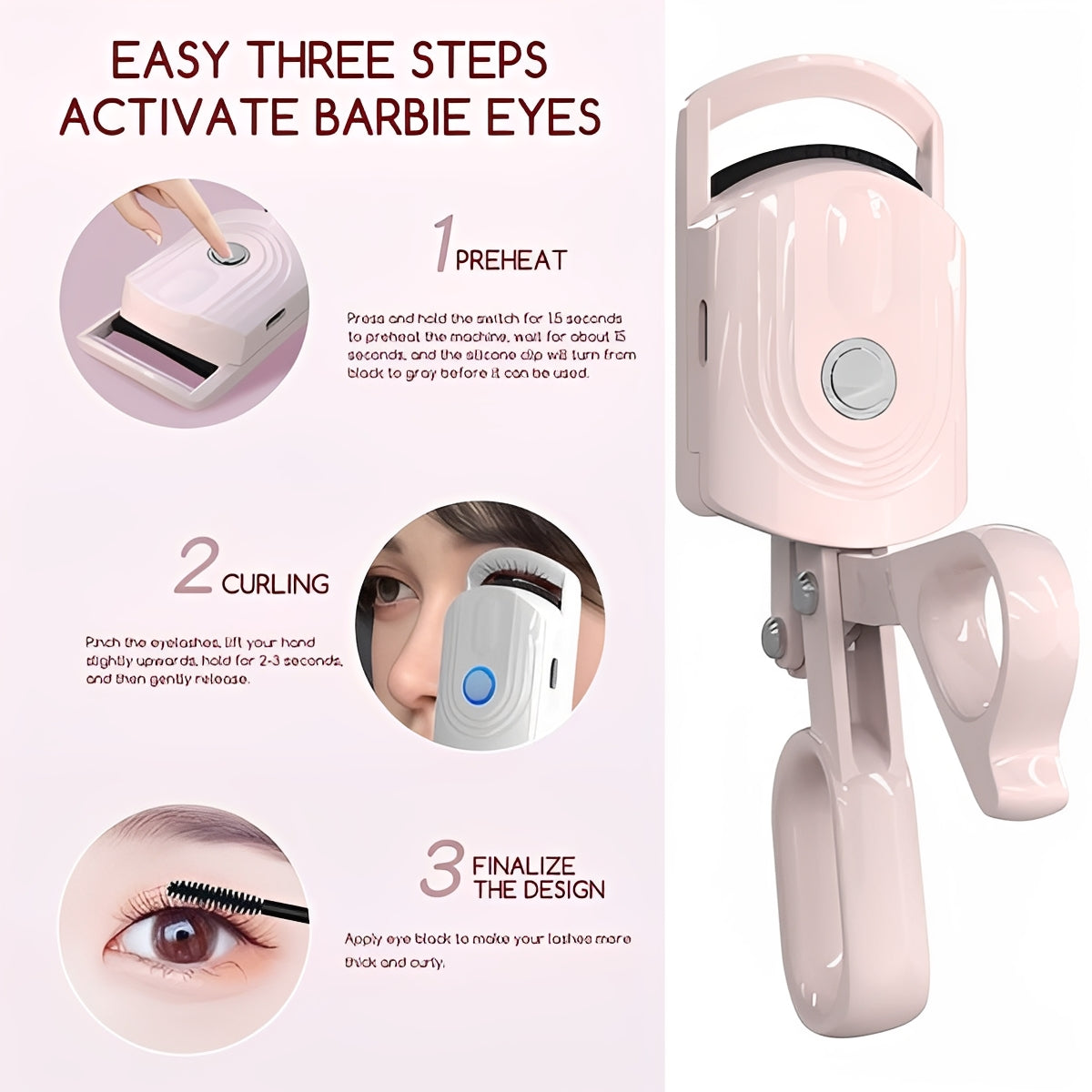 Recourbe-cils chauffant portable pour un maquillage facile
