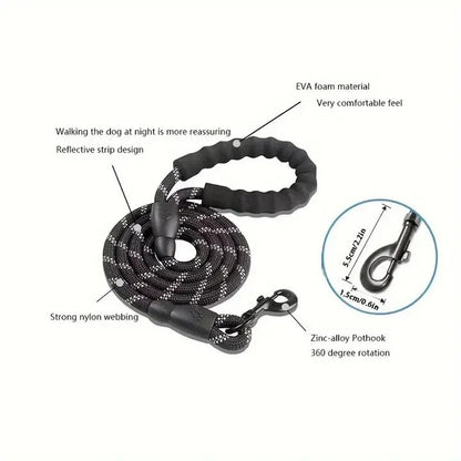 Laisse pour chien à prise confortable avec ligne de sécurité réfléchissante