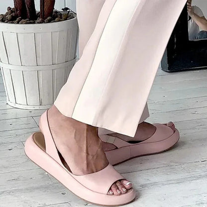 Sandales plates confortables d'été à bout ouvert avec bride extensible