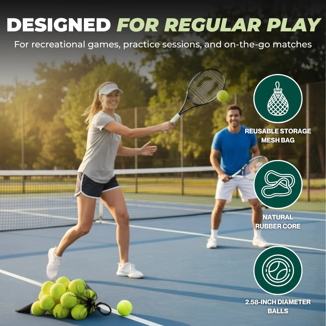 Balles de tennis de qualité supérieure, lot de 20 avec filet de transport