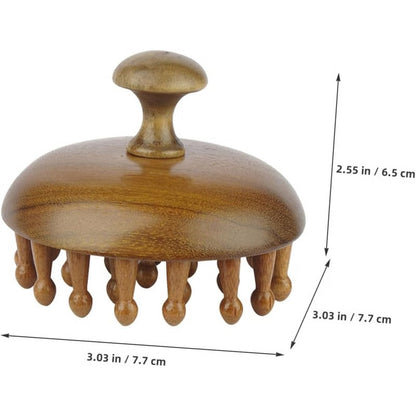 Peigne en bois avec fonctions de massage et de grattoir pour cuir chevelu