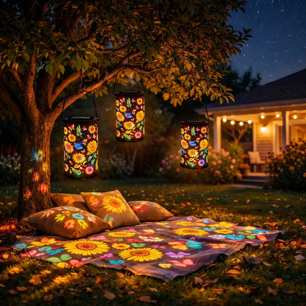 Decorative Solar Lantern with Floral Cutout Design for Patio & Garden Pathway Lighting